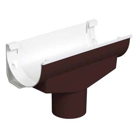 PROTECTIONPRO Classic 2.5 in. Brown Vinyl Half Round Gutter Drop Outlet PR2512974
